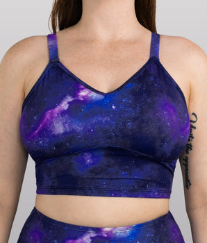 Violet Nebula Compression Tankini Swim Top