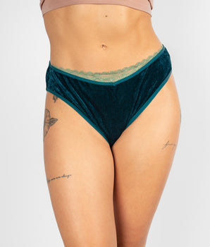 Velvet Lace-Trim Brief