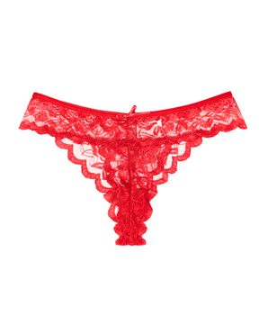 Red Scalloped-Lace Thong